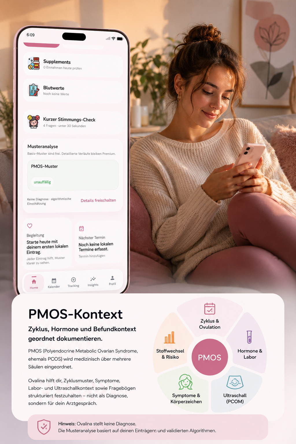Ovalina PMOS-Anzeige mit Scoring und Verlaufskontext